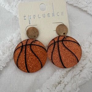 Orange Acrylic Basketball Earrings